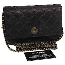Chanel-CHANEL Bolso de hombro con cadena Matrasse Púrpura satinado CC Auth 30950EN-Púrpura