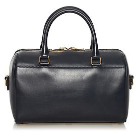 Borsa Boston Classic Baby in pelle blu Saint Laurent Blu Blu scuro