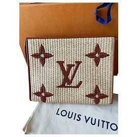 Toilettentasche von Louis Vuitton 26  Raffia-Monogramm Beige
