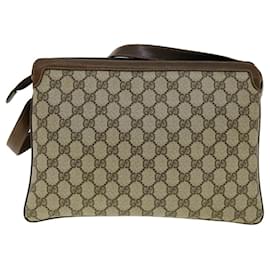 Gucci-GUCCI GG Canvas Web Sherry Line Shoulder Bag Beige Green Red Auth 30971-Red,Beige,Green