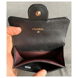 Chanel-Chevron card wallet-Black
