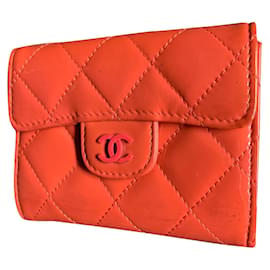 Chanel-Portafoglio di carte Classique senza tempo-Arancione