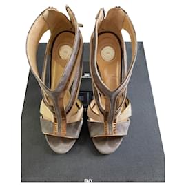 Elisabetta Franchi-Ankle boot sandals-Golden