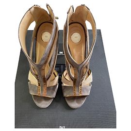 Sandales Elisabetta Franchi en cuir dorées Doré