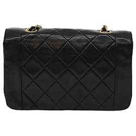 Chanel-CHANEL Matelasse Diana Turn Lock Chain Shoulder Bag Lamb Skin Black Auth ar7368a-Black