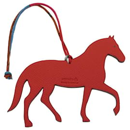 Hermès-HERMES petit ache cheval Bag Charm type cheval Epsom Rouge Noir Auth 30991A-Noir,Rouge