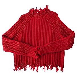 Pinko Rollkragenpullover in Rot mit Fransen Rot