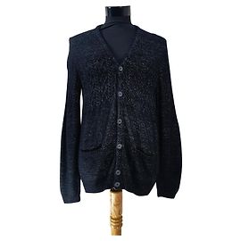 Autre Marque Bill Tornade Wool Cardigan Black Grey Black Grey