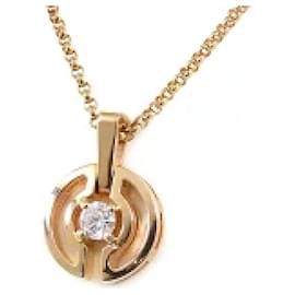 Bulgari-*Bvlgari BVLGARI Parentesi Diamond Necklace Pendant K18PG Pink Gold Circle Polished-Other