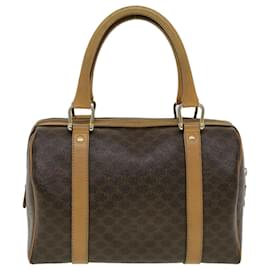 Céline-CELINE Macadam Canvas Hand Bag PVC Leather Brown Auth pt3983-Brown