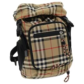 Burberry-BURBERRY Nova Check Backpack Beige Black Auth 30903a-Black,Beige