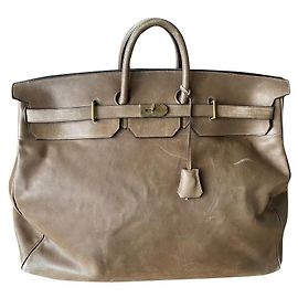 Large Hermès strap top bag Taupe