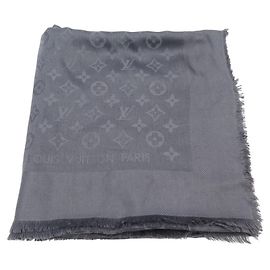 bufanda louis vuitton m71376 CHAL MONOGRAM DE SEDA GRIS Y LANA Gris
