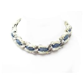 Chanel-CHANEL NECKLACE TIMELESS CC CLASP INTERLACED CHAIN DENIM 2014 NECKLACE-Blue