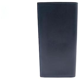 Hermès-HERMES LONG WALLET NAVY BLUE LEATHER CARD HOLDER BLUE LEATHER WALLET-Navy blue