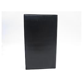 Hermès-LONG WALLET HERMES BLACK LEATHER BOX CARD HOLDER BLACK LEATHER WALLET-Black