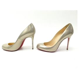 Christian Louboutin-CHRISTIAN LOUBOUTIN FIFI SHOES 38 PUMPS IN GOLD LEATHER SHOES-Golden