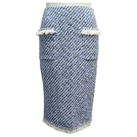 Louis Vuitton-NEW VUITTON SKIRT IN BLUE AND WHITE TWEED SIZE S 36 NEW BLUE SKIRT-Blue