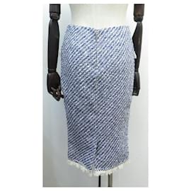 Louis Vuitton-NEW VUITTON SKIRT IN BLUE AND WHITE TWEED SIZE S 36 NEW BLUE SKIRT-Blue