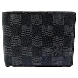 Louis Vuitton-LOUIS VUITTON WALLET DAMIER GRAPHITE CANVAS N63261 WALLET CARD HOLDER-Black