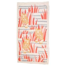 Hermès-NEW HERMES upperRS BEACH TOWEL IN THE HERBS COTTON BATH TOWEL TOWEL-White