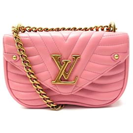 Louis Vuitton-NEW LOUIS VUITTON NEW WAVE CHAIN BANDOULIERE HANDBAG IN PINK LEATHER BAG-Pink