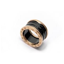 Bulgari-Bulgari B ring.Zero 1 T51 Rose gold 18K AND BLACK CERAMIC PINK GOLD RING-Golden