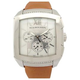 RELÓGIO MAUBOUSSIN DELIT XL R.529 aço 42MM DIAMANTES CRONÓGRAFO AUTOMÁTICO Prata