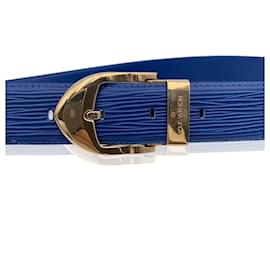 Louis Vuitton-Vintage Blue Epi Belt Gold Metal Buckle Size 85/34-Blue