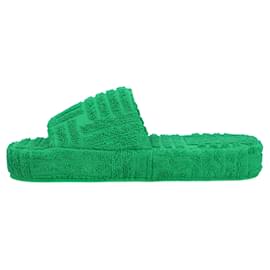 Bottega Veneta-Bottega Veneta Women Resort Slides Esponja em algodão verde-Verde