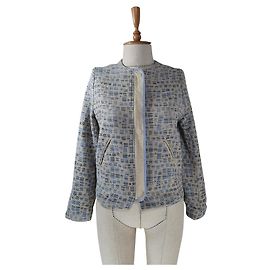 Sessun Jacket Blue Beige Cotton Polyamide M Blue Beige