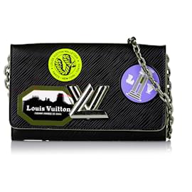 Louis Vuitton-Louis Vuitton Black World Tour Epi Twist Chain Wallet-Black,Multiple colors