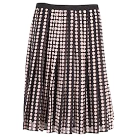 Tory Burch-Tory Burch Fully Pleated Printed Skirt in Black and Pink Silk -Other