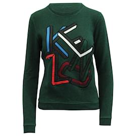 Kenzo-Kenzo Embroidered Logo Sweatshirt in Green Cotton -Other