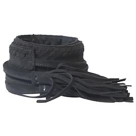 Maje Ceinture Pompon Anoushka en Daim Noir Noir
