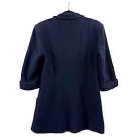 Chanel-Chanel - lined Breasted Sweater Blazer - Navy Blue-Blue,Navy blue