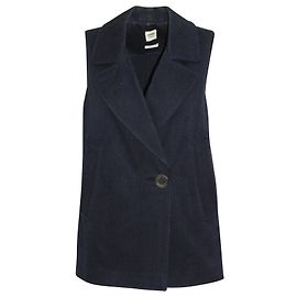 Hermès Chaleco con bolsillo Hermes en sarga de algodón azul marino Azul Azul marino