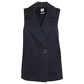 Hermès-Chaleco con bolsillo Hermes en sarga de algodón azul marino-Azul,Azul marino