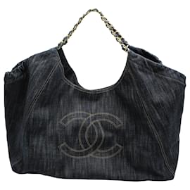 Chanel-Chanel Coco Cabas Tote Bag in Blue Denim-Blue