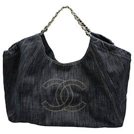 Chanel-Borsa tote Chanel Coco Cabas in denim blu-Blu