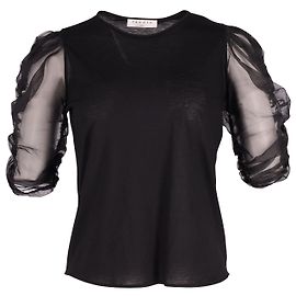 Sandro Paris Blusa Transparente em Lyocell Preto Preto