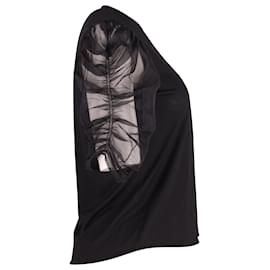 Sandro-Sandro Paris Transparente Bluse mit Ärmeln aus schwarzem Lyocell-Schwarz