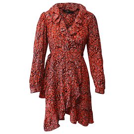 Maje Rosetto Leopard Wrap Dress in Red Viscose Red
