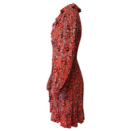 Maje-Maje Rosetto Leopard Wrap Dress in Red Viscose-Red