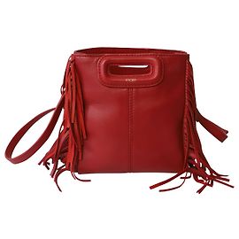 Maje Sac M à Franges en Cuir Rouge Rouge