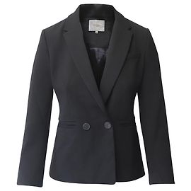 Maje Valmy Double-Breasted Crepe Blazer in Black Polyester Black