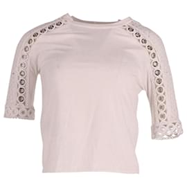 Maje-Maje Eyelet Lace with Gromet Top in White Cotton-White
