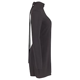 Saint Laurent-Saint Laurent Bow Detail Open Back Mini Dress in Black Acetate-Black
