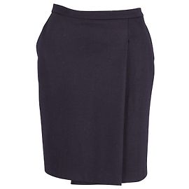 Max Mara Wrap Over Pencil Skirt in Navy Blue Wool  Blue Navy blue