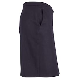 Max Mara-Max Mara Wrap Over Pencil Skirt in Navy Blue Wool -Blue,Navy blue
